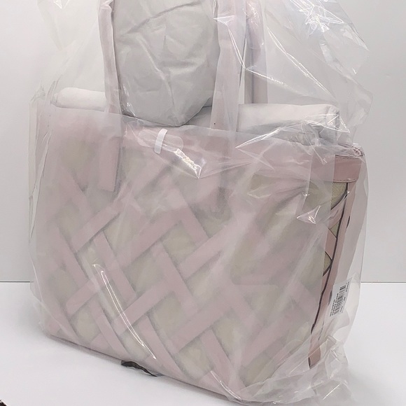 Michael Kors Sienna Large Tote Shoulder Bag Powder Blush Leather Canvas - Picture 8 of 16